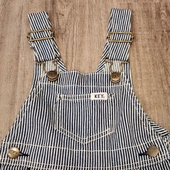 Key Bib Overalls Boys Denim Railroad Conductor Farmer 12M - NWT - Picture 5 of 7